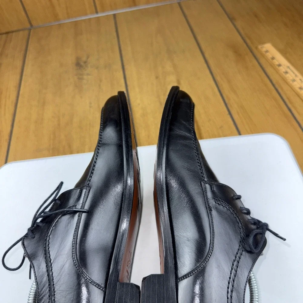 Johnston & Murphy Signature Black Leather Moc Toe Derby Shoes Italy Size 8 M